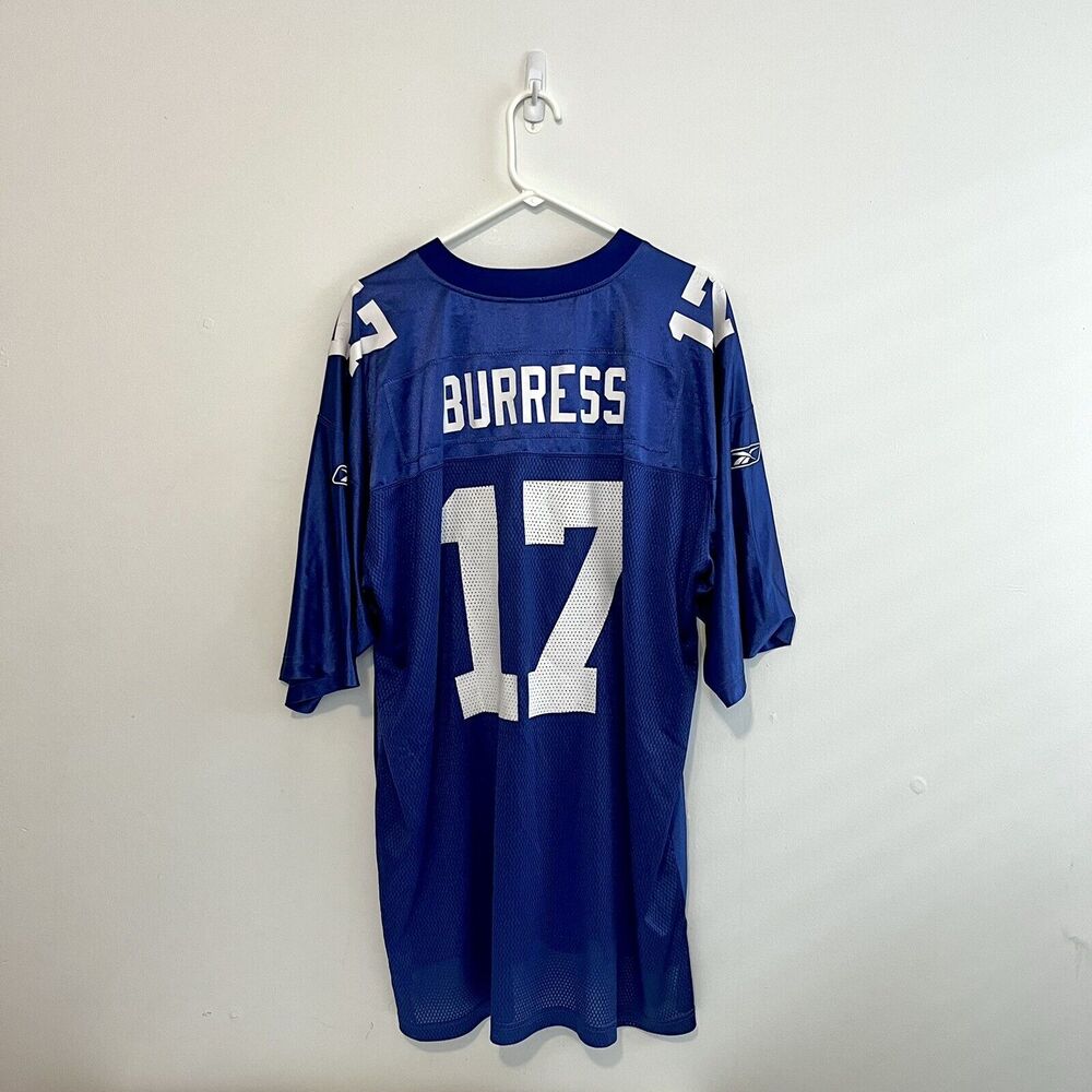 2000s Reebok #17 Plaxico Burress NY Giants Blue Super Bowl Y2K Sz 2XL
